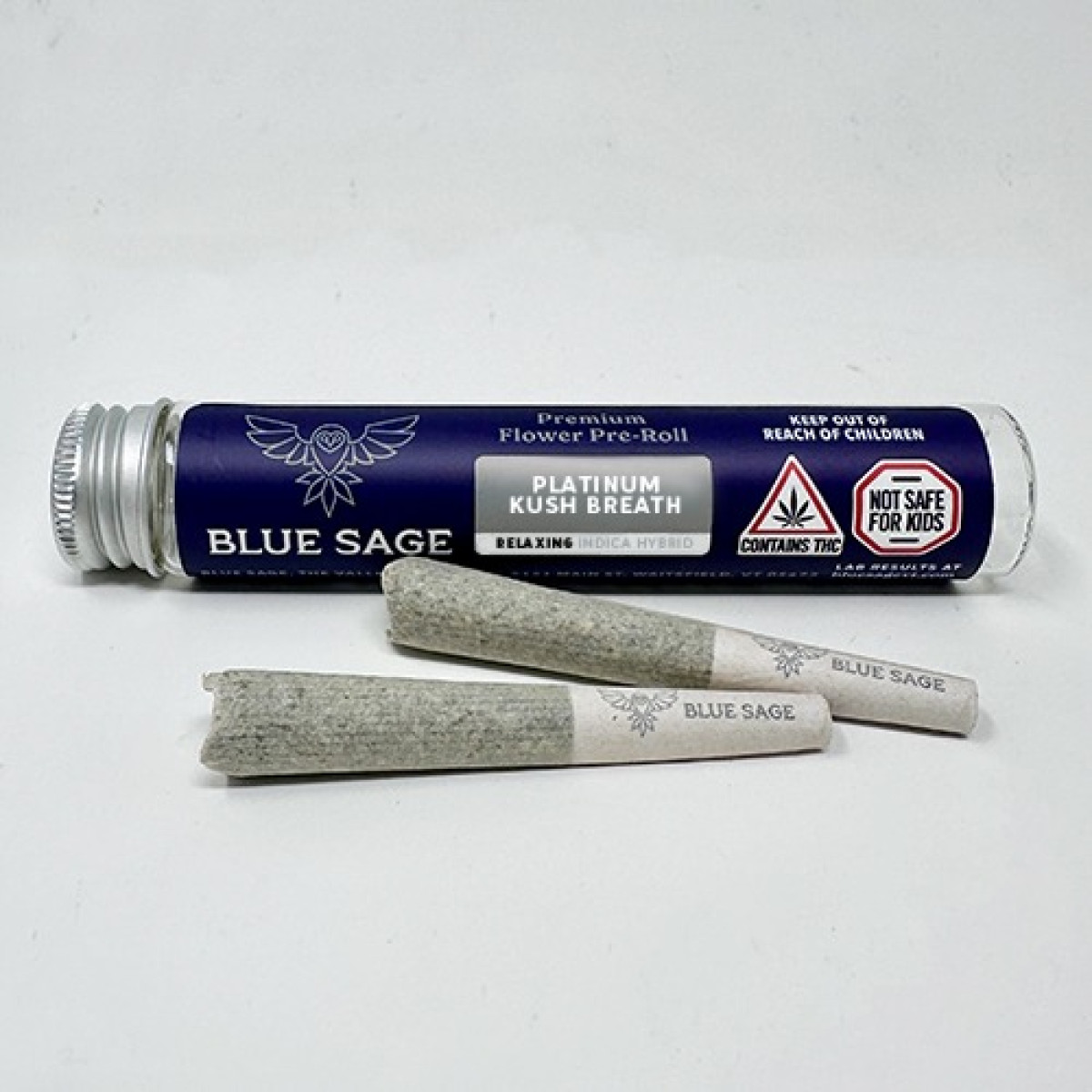 Photograph of product: Blue Sage | Platinum Kush Breath | x2 .5g Prerolls