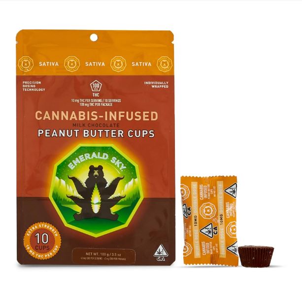 Photograph of product: Emerald Sky Milk Chocolate Peanut Butter Cups (S) 100MG