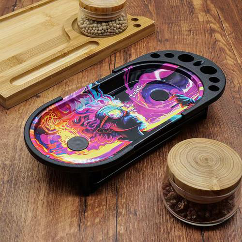 Photograph of product: SirEEL Cone-oisseur Hover Cone Rolling Tray | 9.3" x 4.4" | Assorted Styles