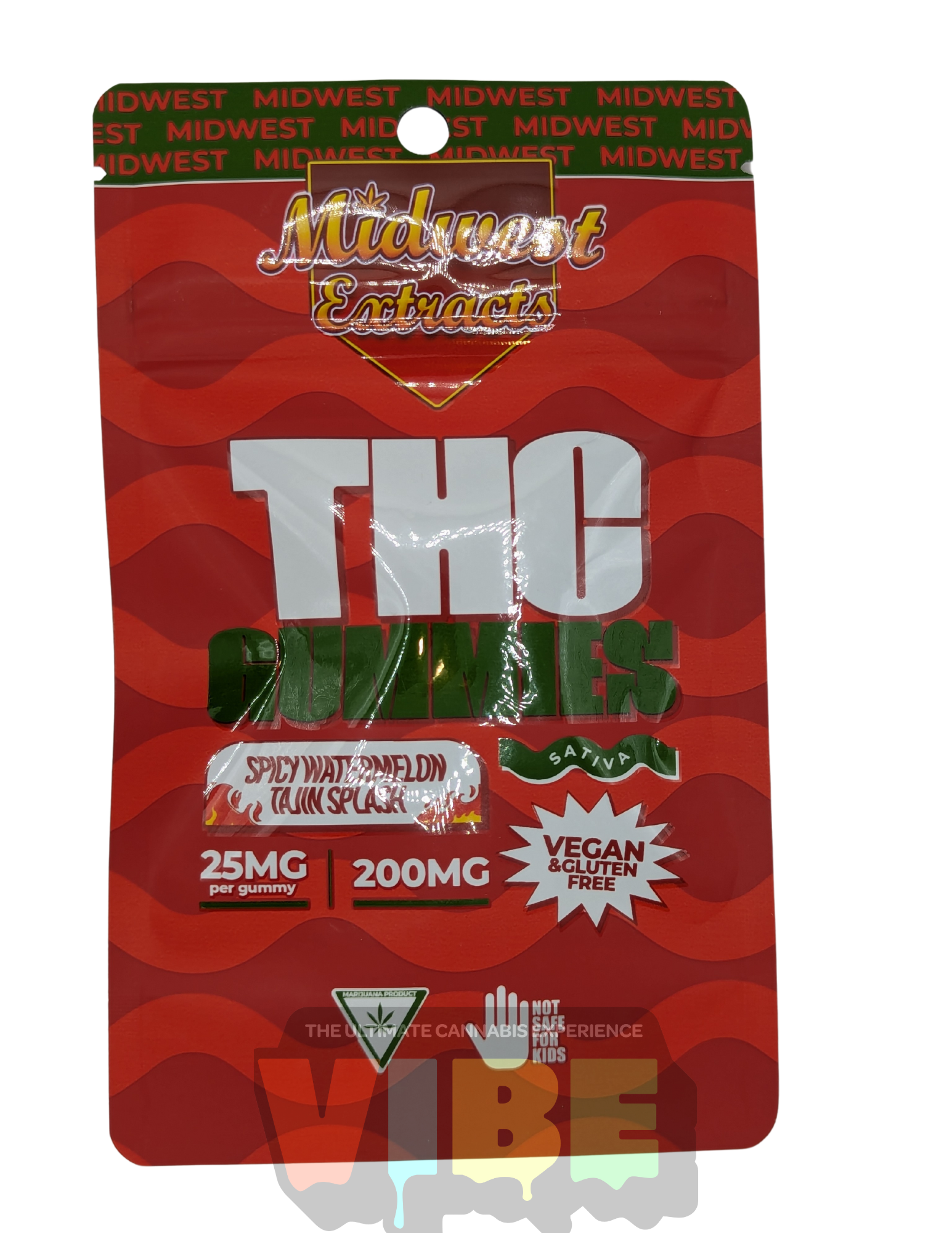 Photograph of Product: Midwest Extracts | Spicy Watermelon | 200mg Gummies | REC