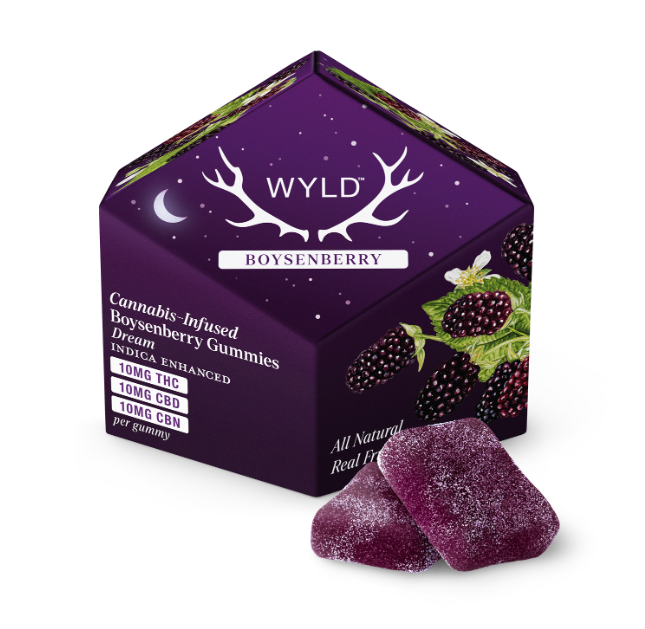 Photograph of product: Wyld Boysenberry Gummies THC:CBD:CBN 1:1:1
