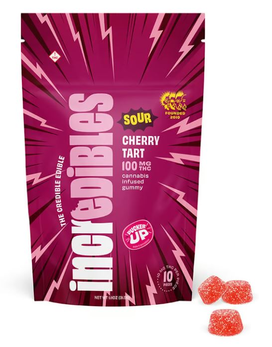 Photograph of product: Incredibles Sour Cherry Tart Gummy 10mg x 10ct
