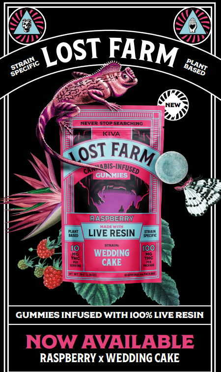 Photograph of product: Lost Farm Live Resin Raspberry Gummies 100mg (10mg ea | 10-Pack)