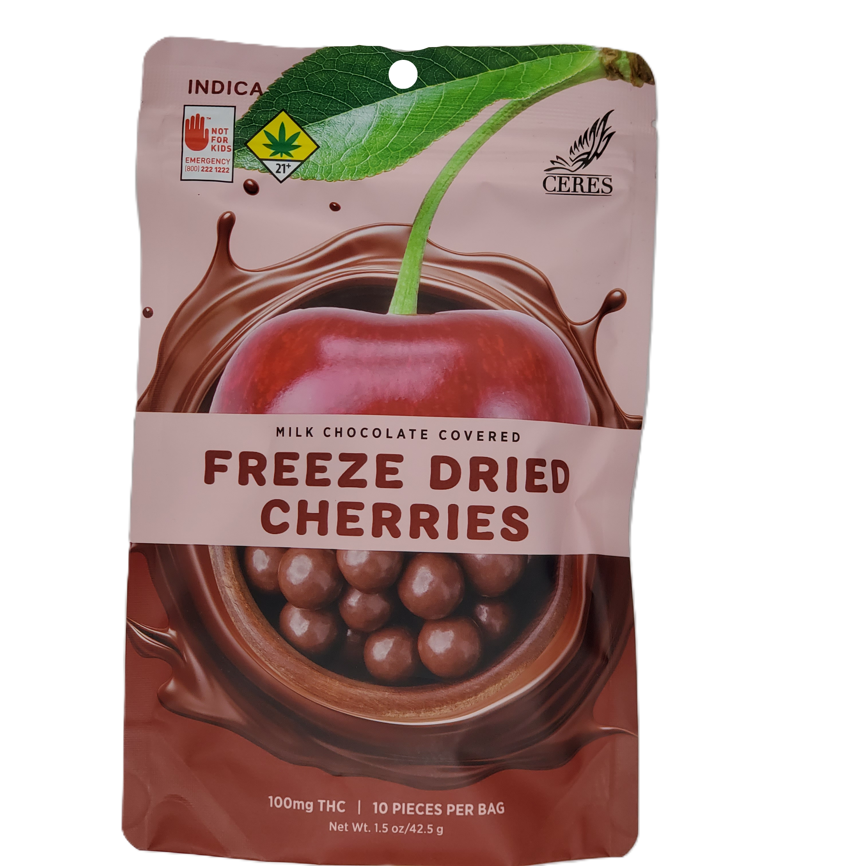 Photograph of product: Ceres Freeze Dried Chocolate Covered Cherries Oui'd 20pk 100mg