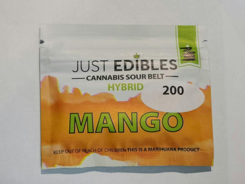 Photograph of product: Just Edibles | 200mg TH-oui Gummy | Sour Long Belt Mango
