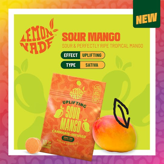 Photograph of Product: 100mg Gummies Sour Mango