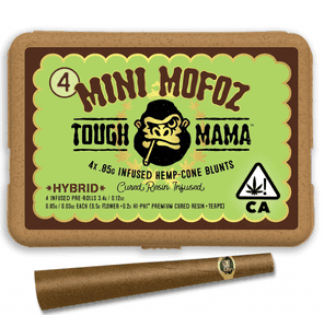 Photograph of product: D. Tough Mama MiniMofoz 4pk x .85g Cured Resin Infused Hemp Blunts - Wedding Pie - 
