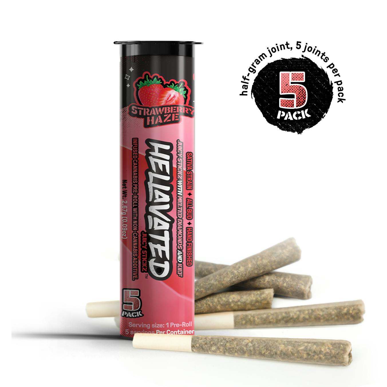 Photograph of product: Hellavated - STRAWBERRY HAZE - Infused PreRoll Pack - - S
