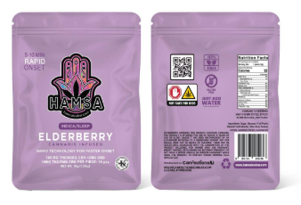 Photograph of product: Hamsa Elderberry | TH-oui100mg CBD50mg CBN50mg
