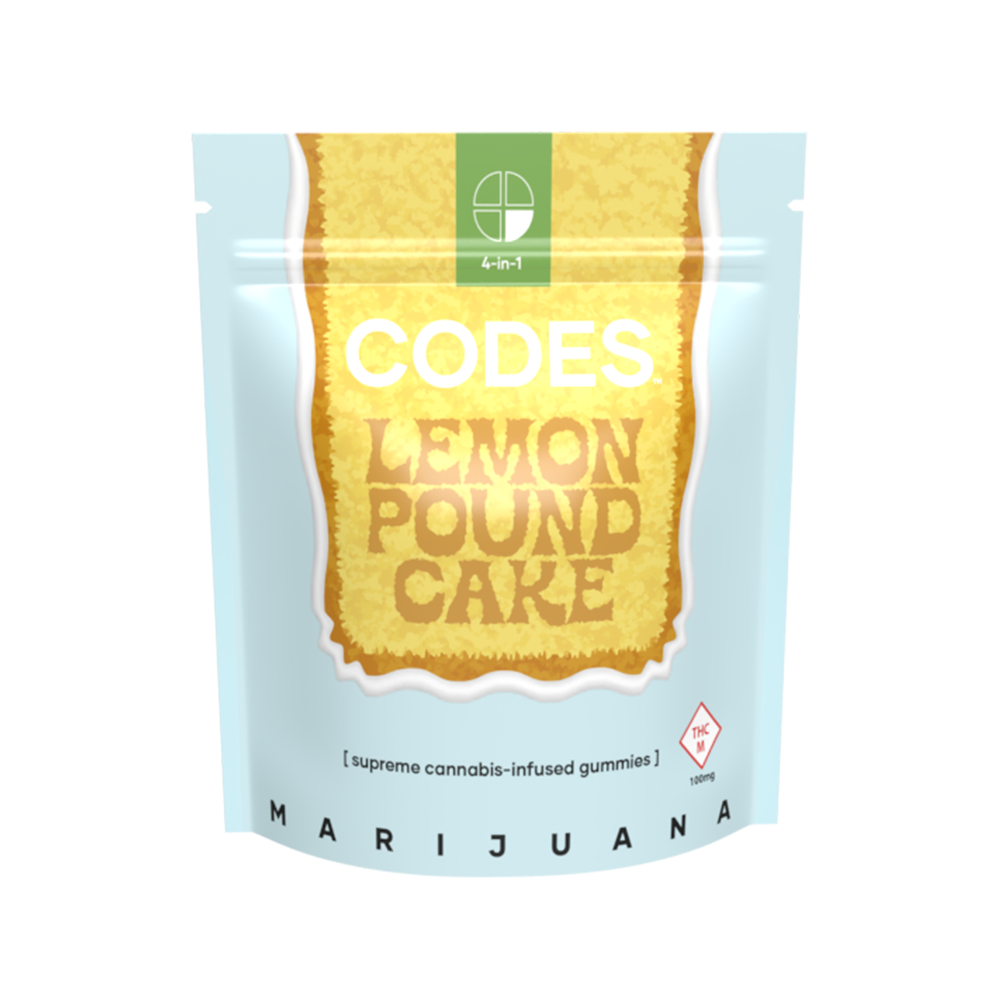 Photograph of product: Codes: Gummies | Lemon Pound Cake | 100mg | 5pk
