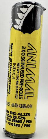 Photograph of product: Animal - Peaches and Cream- 2 x 0.5g Duo Tube - Infused Pre Rolls -