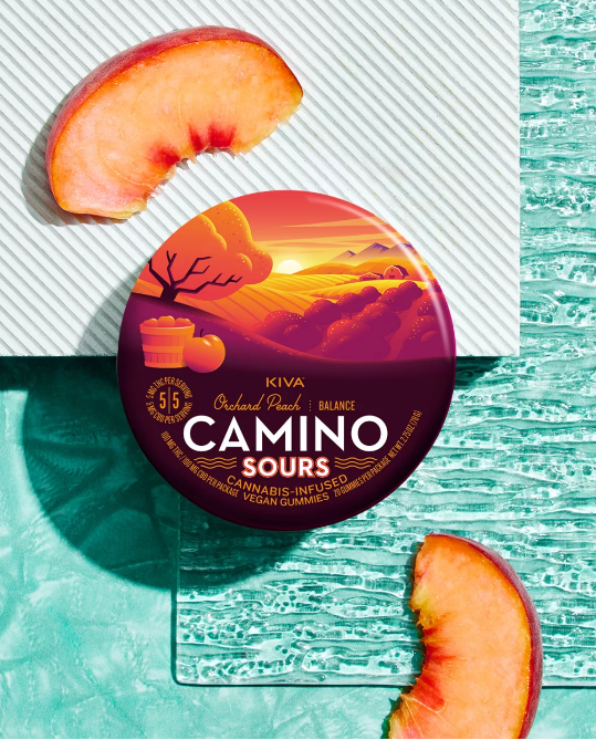 Photograph of product: Orchard Peach 1:1 CBD:TH-oui - Camino Sour Gummies