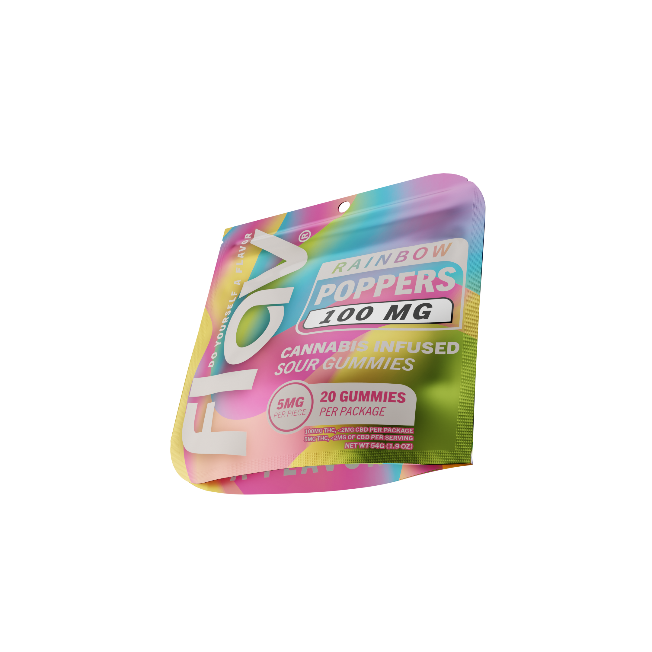 Photograph of product: Edible Gummies | Flav | Rainbow Poppers | 100mg
