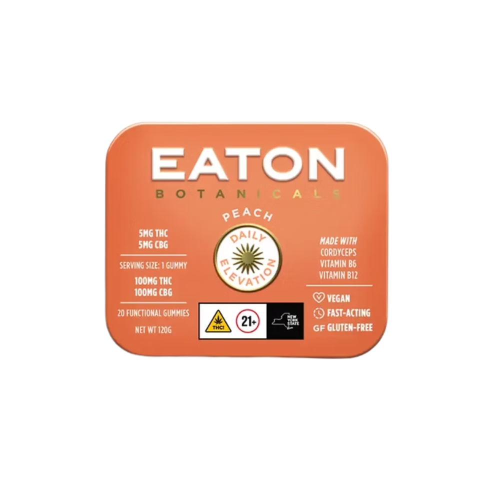 Photograph of product: Eaton Botanicals 1:1 CBG Peach Daily Elevation Gummies