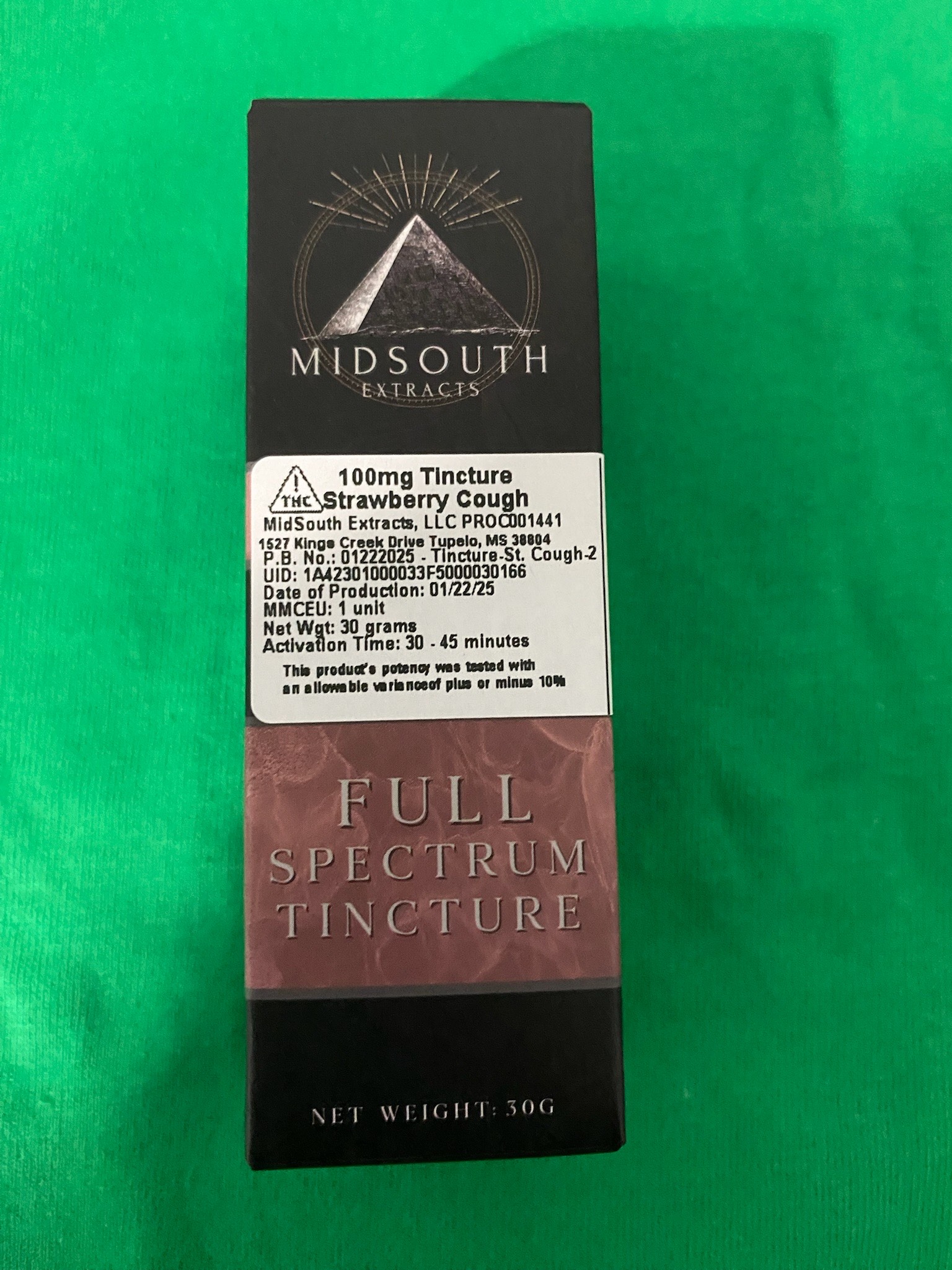 Photograph of product: MidSouth Extracts- Strawberry Cough(S) Tincture 100mg