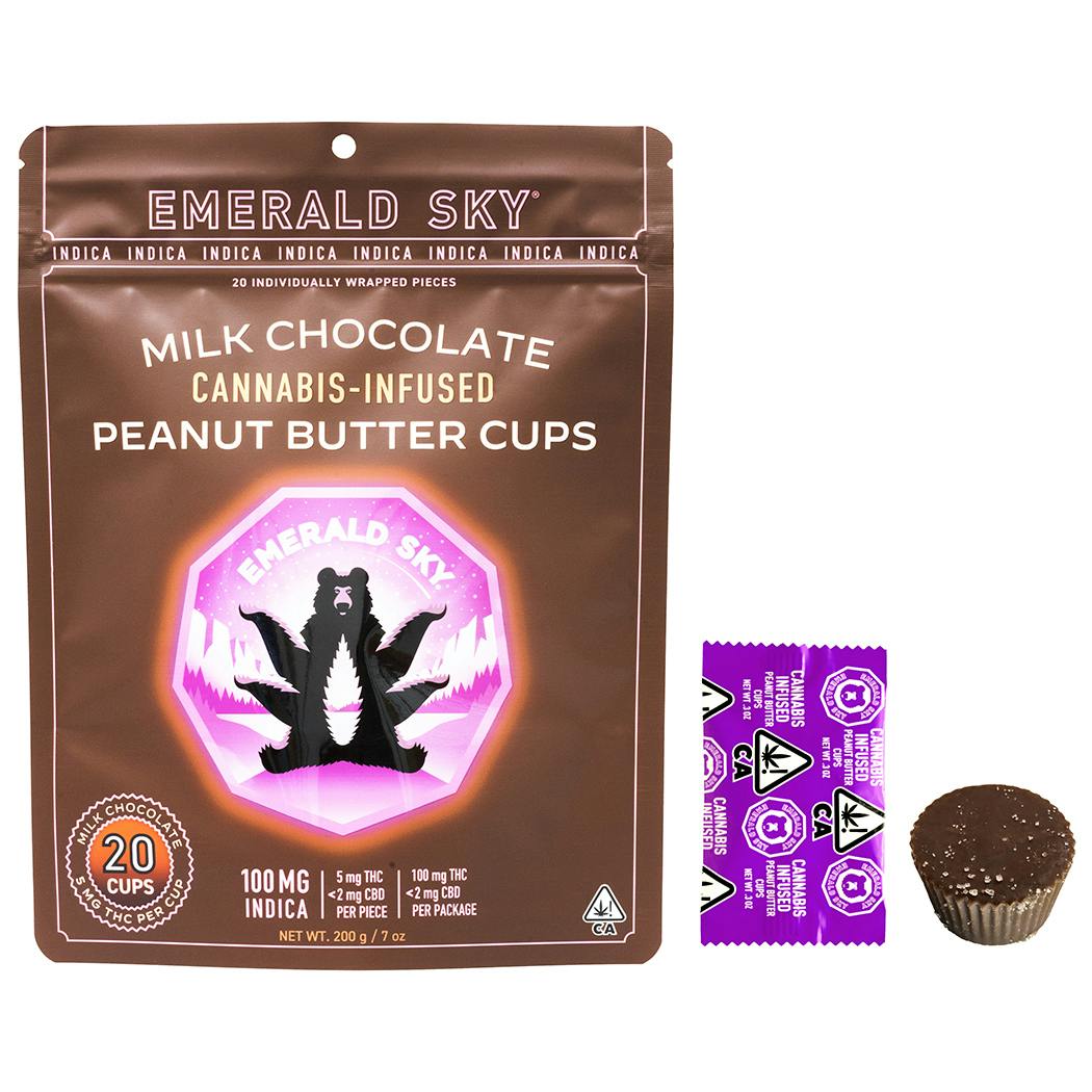 Photograph of product: Emerald Sky | Oui'd Milk Chocolate Peanut Butter Cups (20 Count) | 100mg