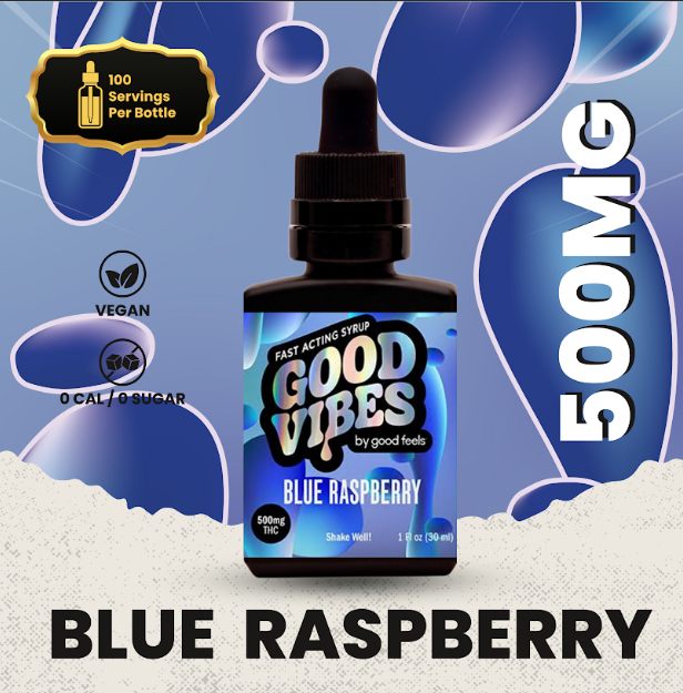 Photograph of product: Blue Raspberry | 500mg | Syrup | Good Vibes