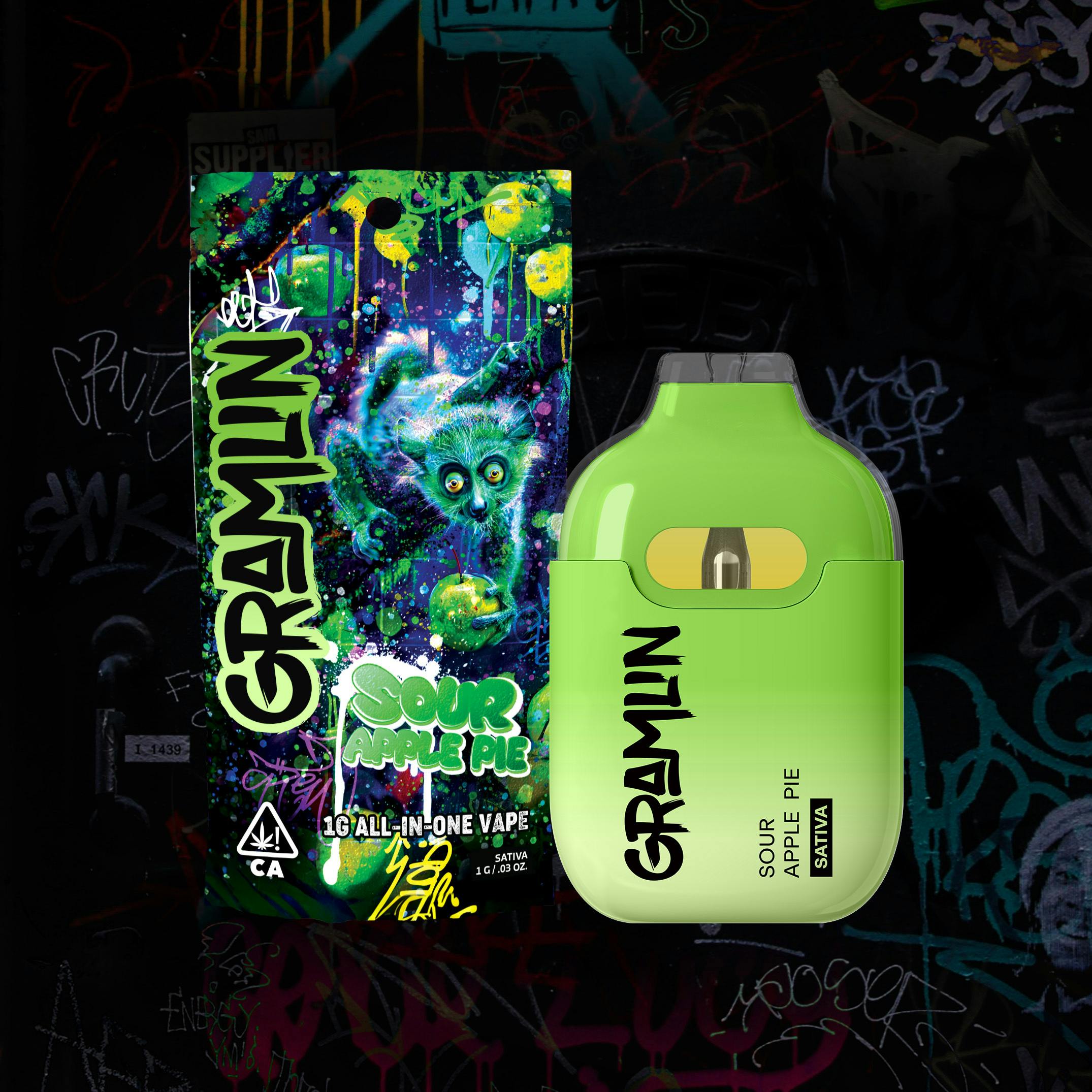 Photograph of product: Gramlin - Sour Apple Pie 1g All-in-One
