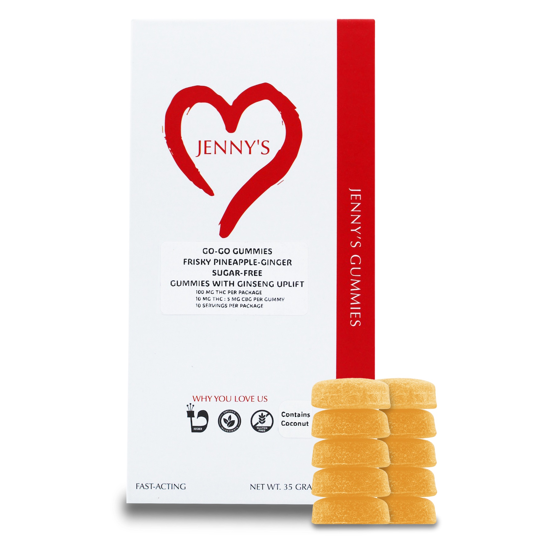 Photograph of product: Frisky Pineapple Ginger | Go Go Gummies | 10pk | 100mg