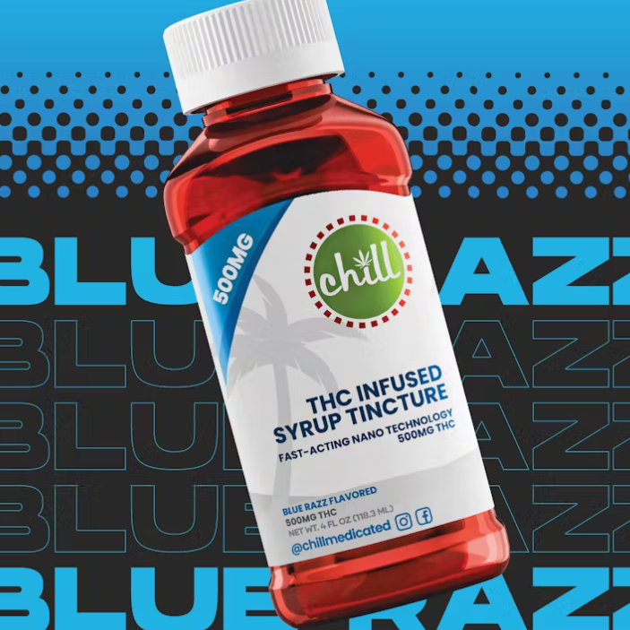 Photograph of product: Fast Acting CHILL Syrup Blue Razz