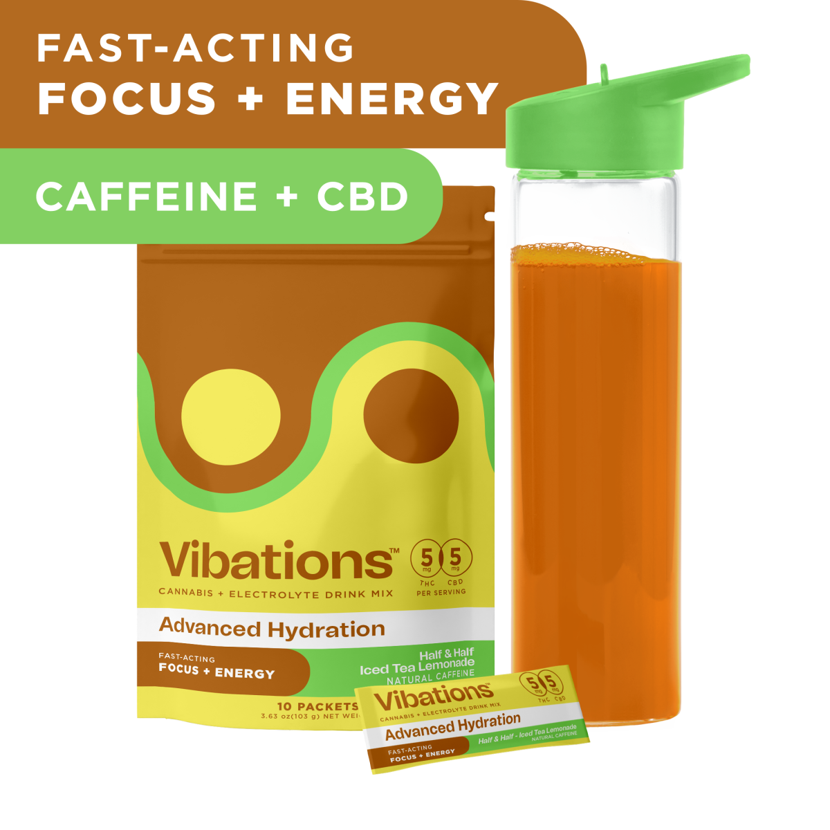 Photograph of product: Drinks - Vibations - Half & Half Iced Tea Lemonade - 10 Servings, 50mg TH-oui