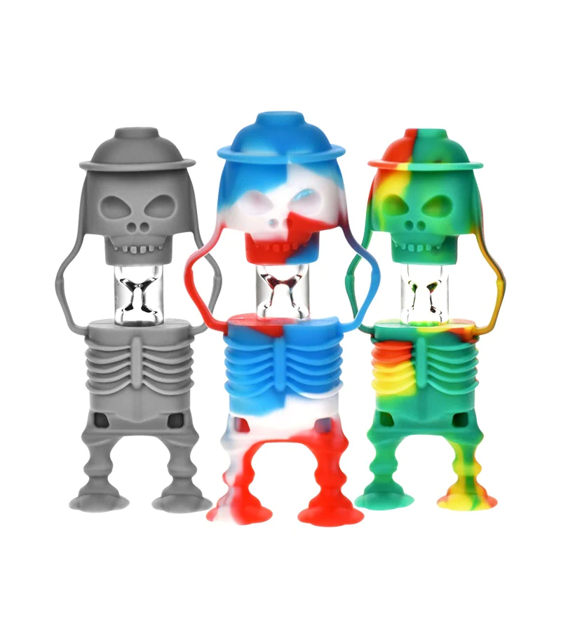 Photograph of product: 3.5" Skull Silicone and Glass One Hitter