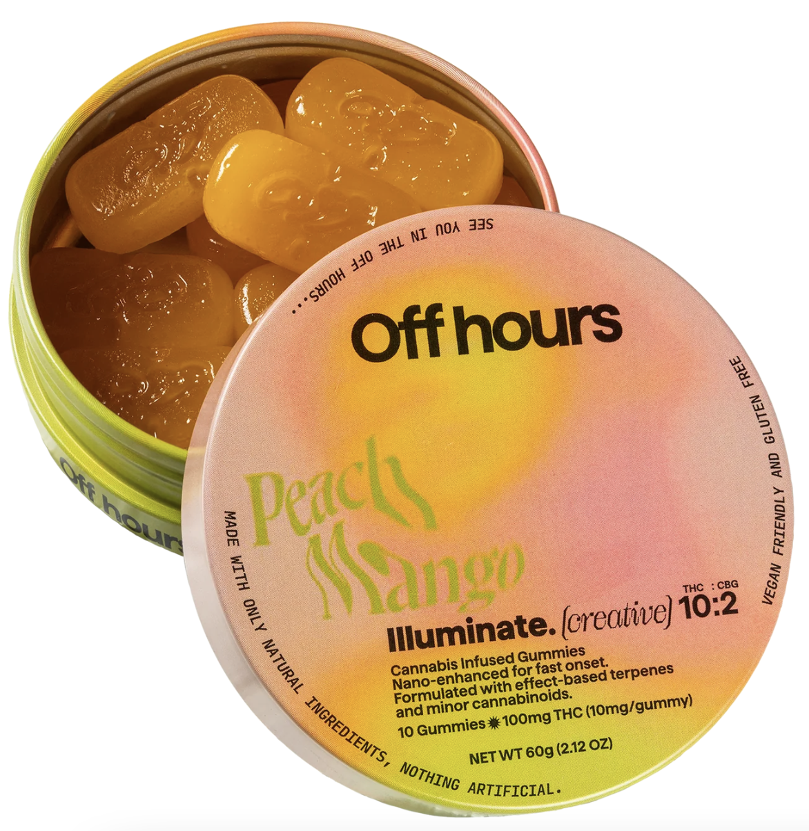 Photograph of product: G13 | "Illuminate" Peach Mango Gummies | Off Hours