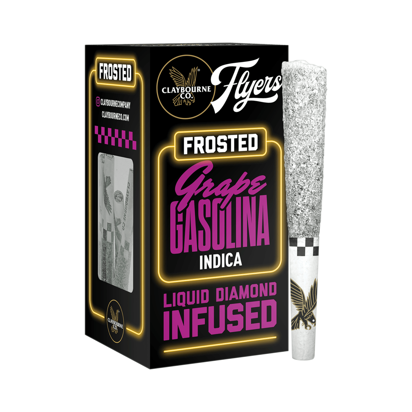 Photograph of product: Claybourne Co. - 2.5g - 5ct Flyers Frosted Infused Pre Rolls - Grape Gasolina