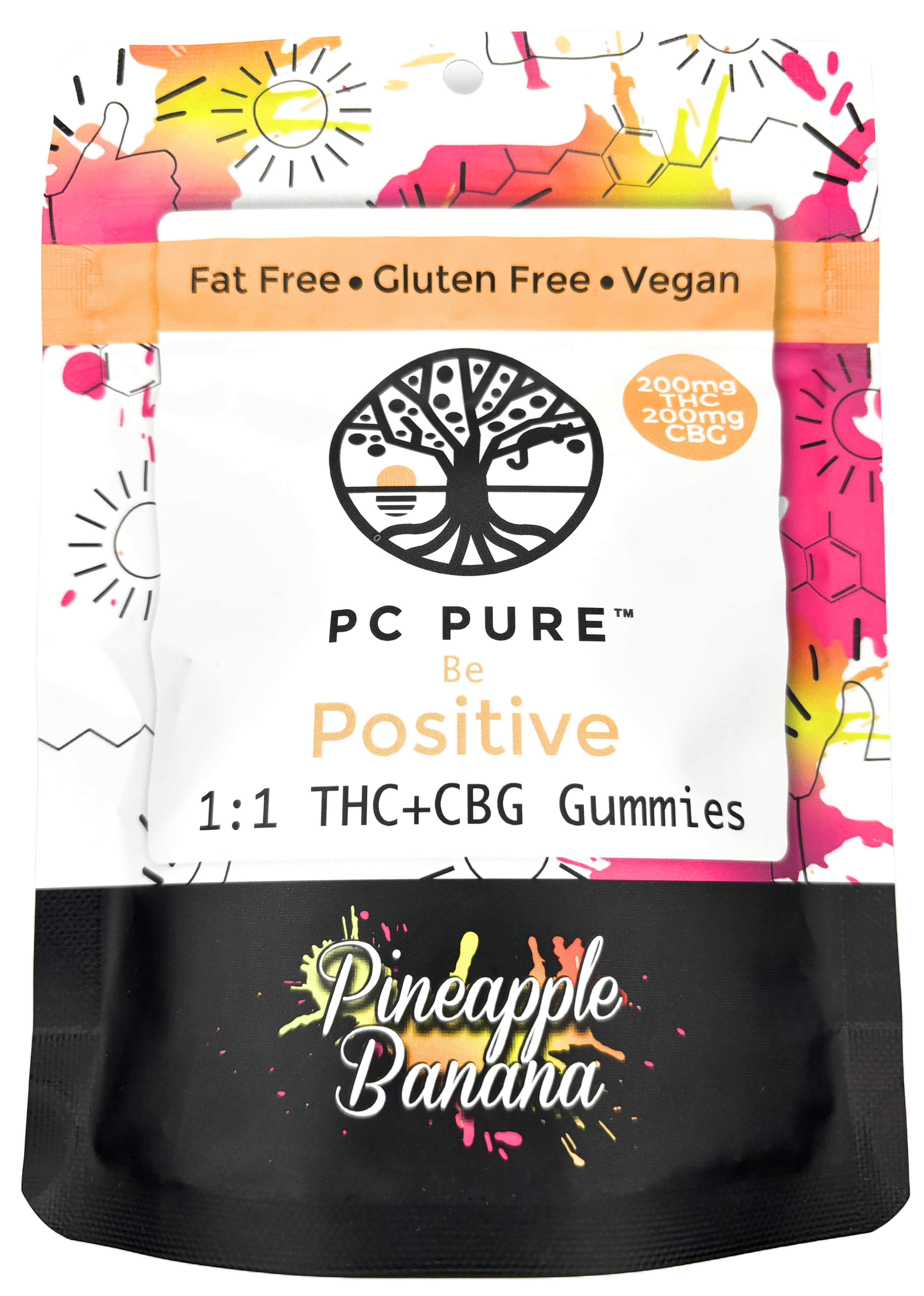 Photograph of product: PC Pure | Pineapple Banana | Gummy Edible | 200mg TH-oui/200mg CBG