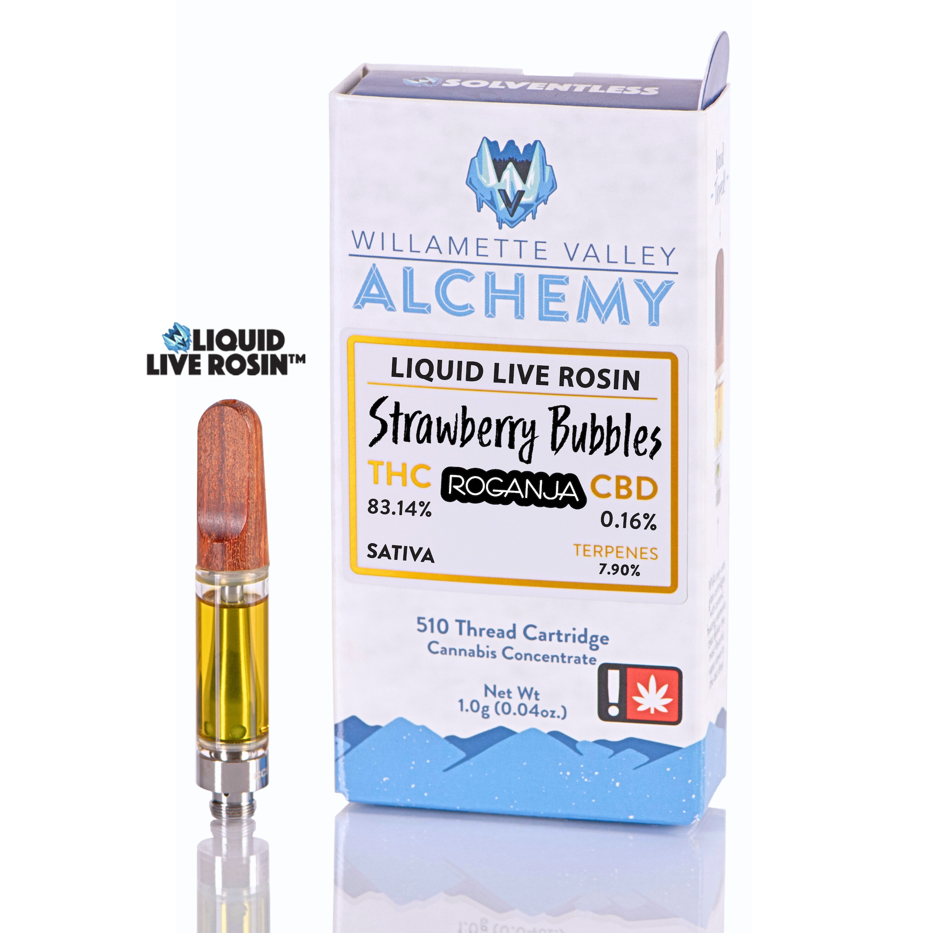 Photograph of product: Willamette Valley Alchemy - Liquid Live Rosin Cartridge - Strawberry Bubbles