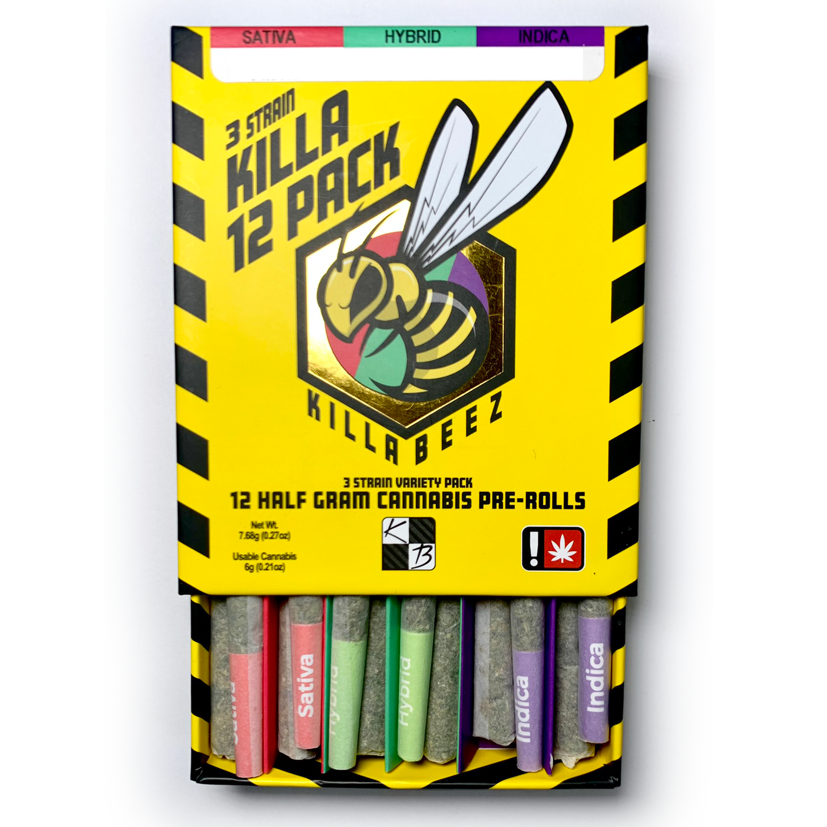 Photograph of product: Killa Beez > Pre Roll 12Pk x 0.5g > Zotti Fuel (S) / Archive Runtz (H) / Grapehead (I)