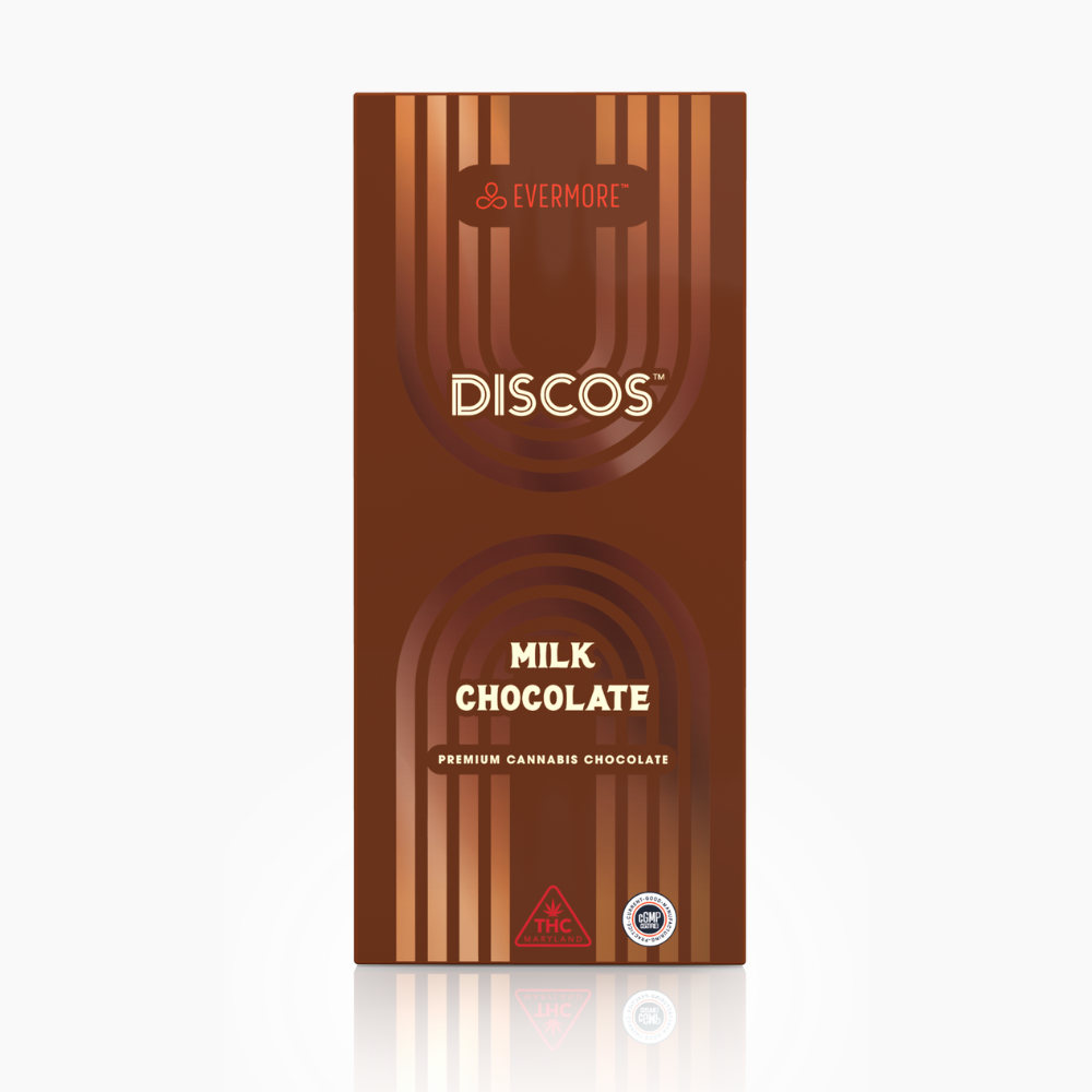 Photograph of product: Evermore Discos (100mg) 10ct Milk Chocolate