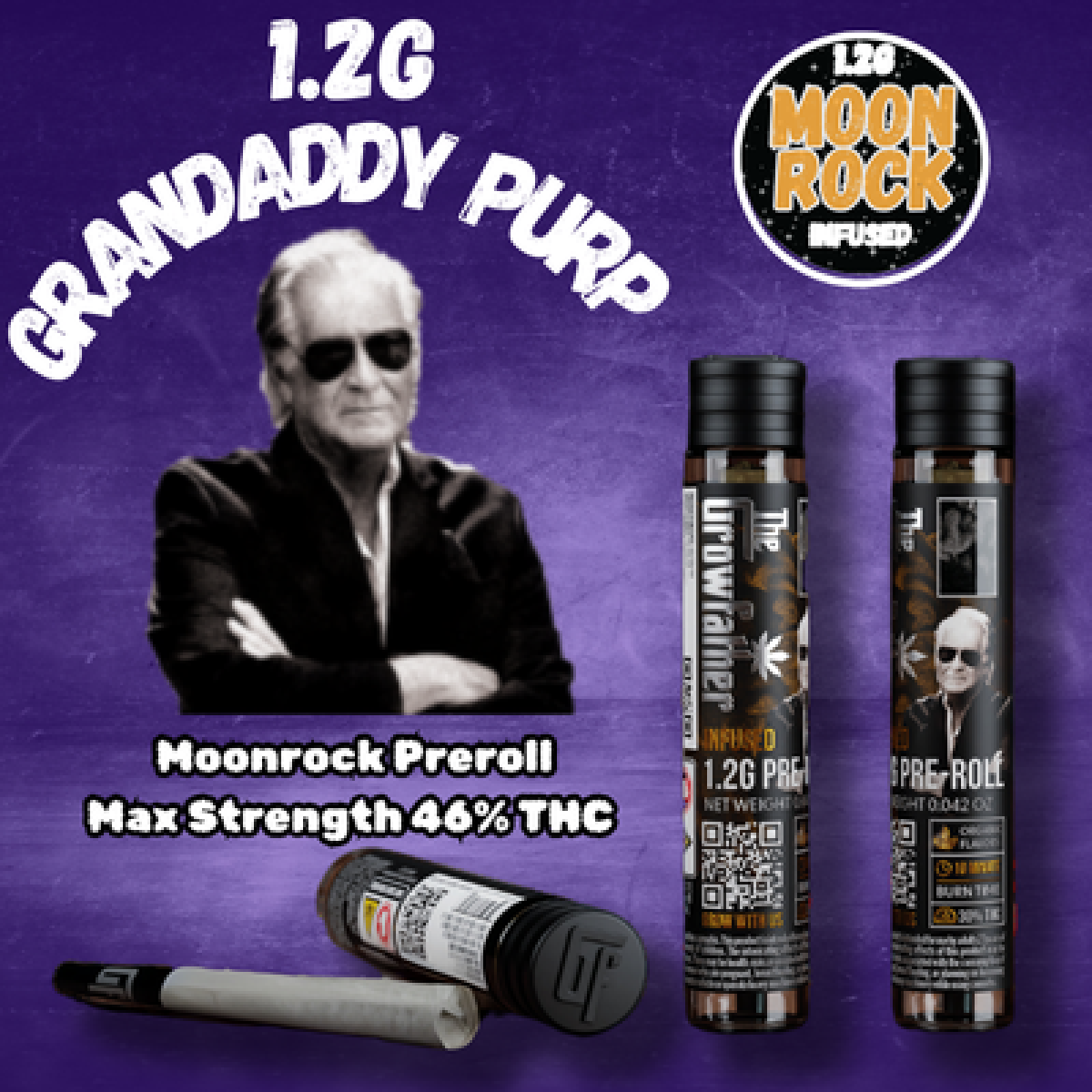 Photograph of product: Granddaddy Purp Berry | Moonrock-Infused Pre-roll