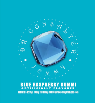 Photograph of product: CNS Doc C Gummy - Blue Raspberry 1:1 (TH-oui:CBD) 100mg (1pk)