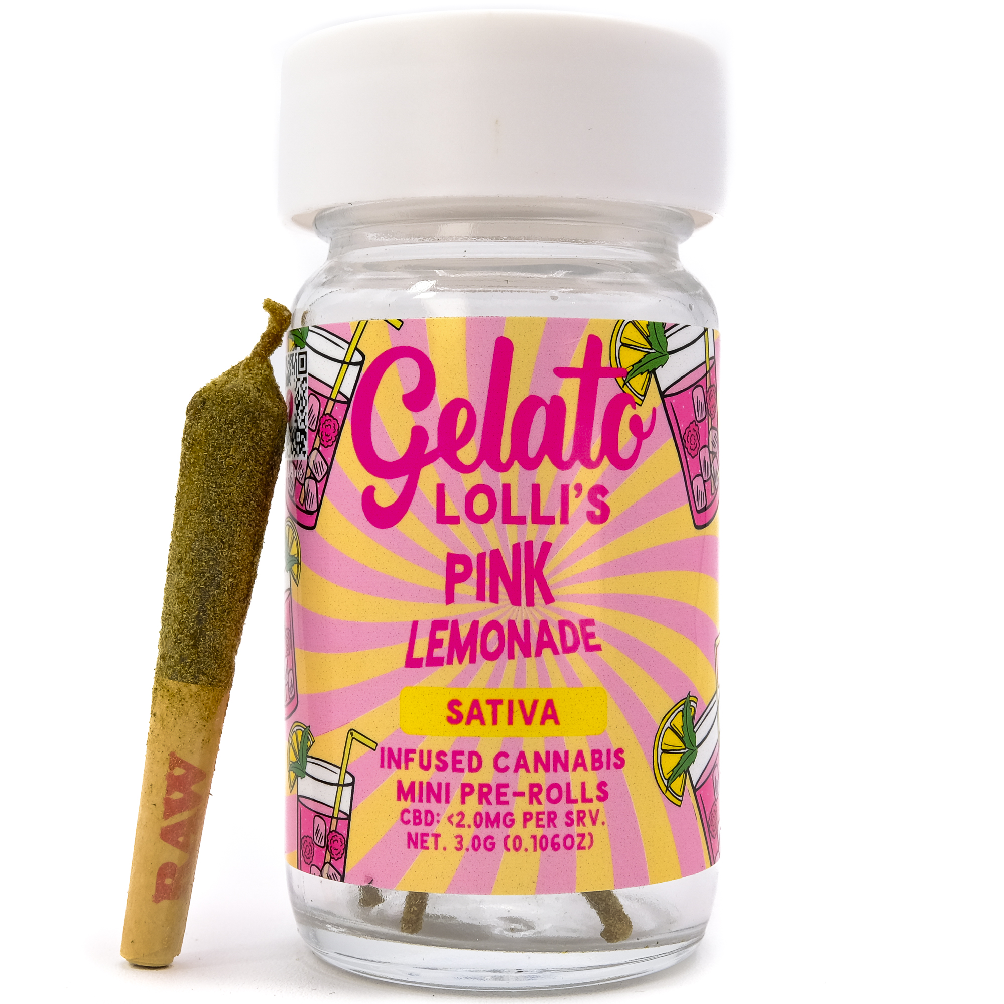 Photograph of product: Pink Lemonade Lolli's 3g 5 Pack Infused Pre-Rolls - Gelato