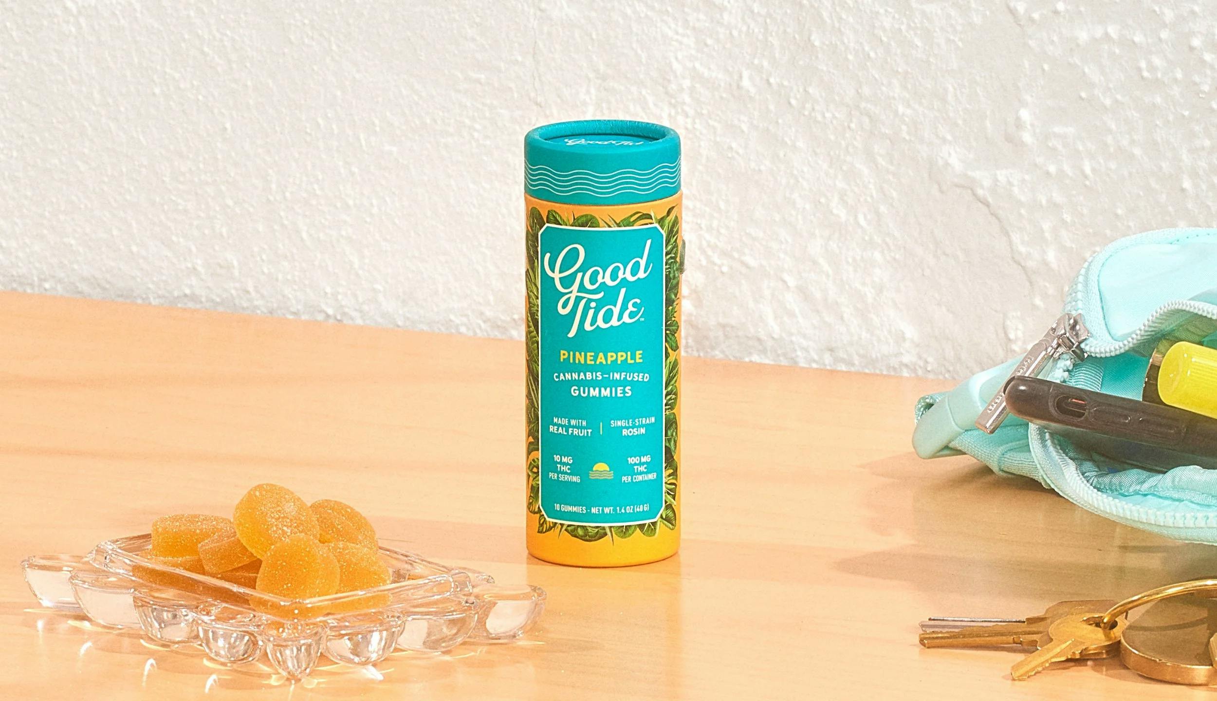 Photograph of product: Good Tide Pineapple Single Strain Rosin Gummies - 100mg