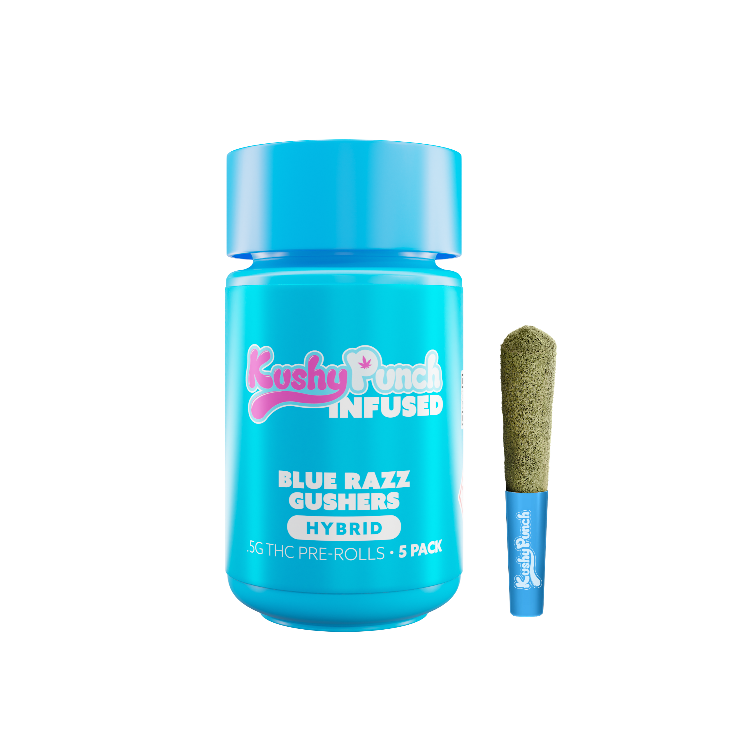 Photograph of Product: 5PK Kushy Punch Infused .5g Liquid Diamond Prerolls - Blue Razz Gushers