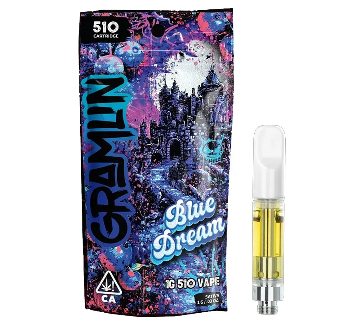 Photograph of product: 1g Blue Dream (Oui'd) Gramlin 510 Vape Cartridge TH-oui:88% $18 or 2/$30