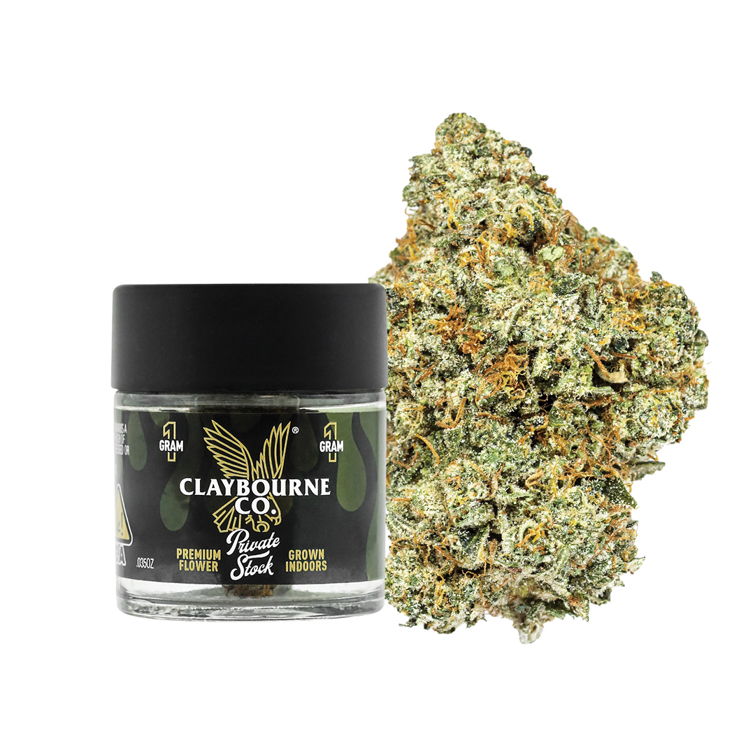 Photograph of product: Claybourne Co. - Black Triangle OG (Oui'd) Private Stock Flower - 1g