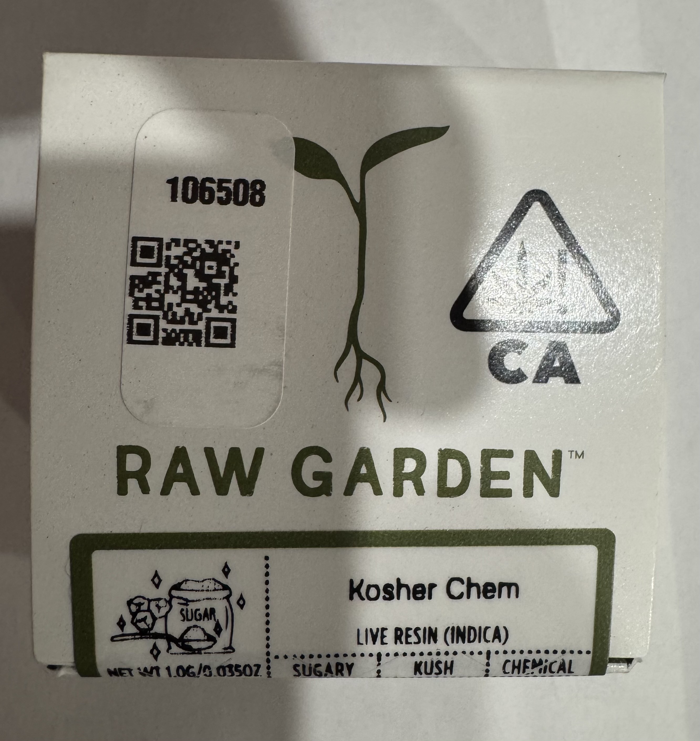 Photograph of product: KOSHER CHEM 1G LIVE RESIN EXTRACT - 1 G