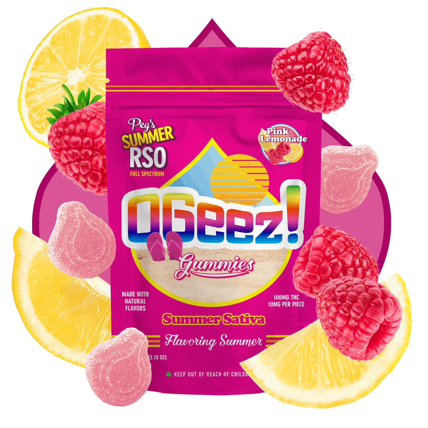 Photograph of product: Ogeez! The Big Pink Lemonade Rso Gummy 100mg