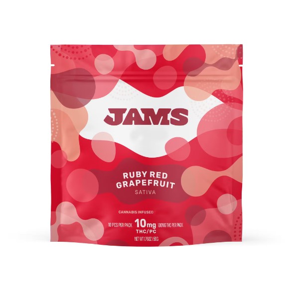 Photograph of product: JAMS. | Ruby Red Grapefruit (S) | 10mg x 10ct Jellies