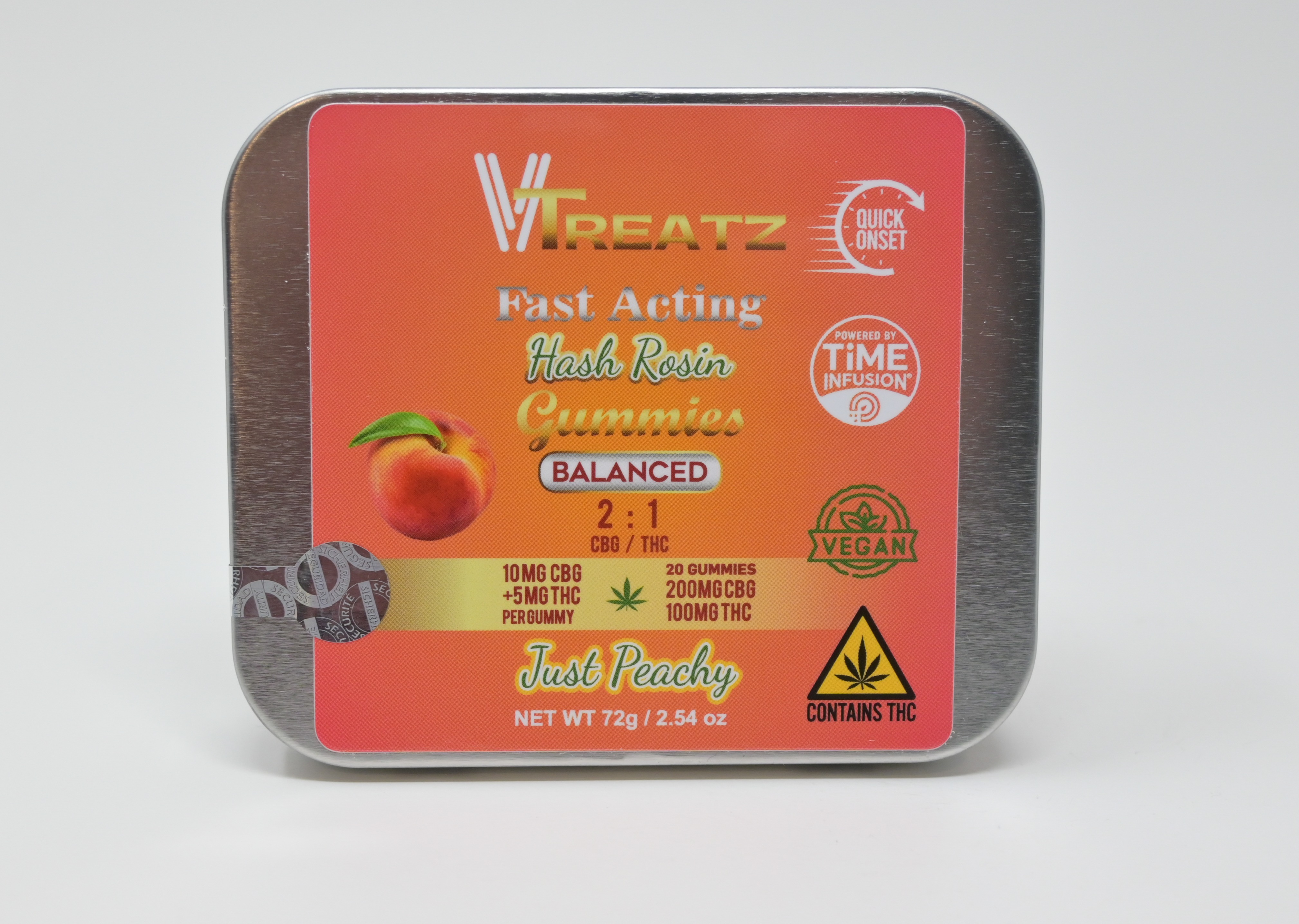 Photograph of product: VTreatz | Just Peachy au chocolat Rosin Gummies | 20ct/5mg