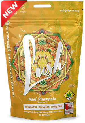 Photograph of product: Lush | Maui Pineapple | Soft Jelly Chew | 10pk | DOH | 100mg TH-oui : 50mg CBC : 50mg CBG