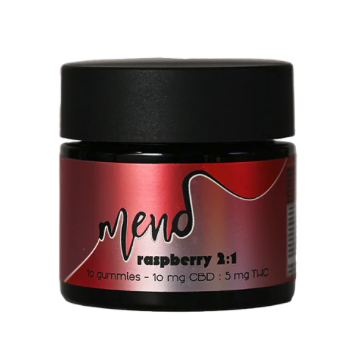 Photograph of product: Mend Botanical | 2:1 Raspberry Gummies | 10mg CBD: 5mg TH-oui 20 Pack