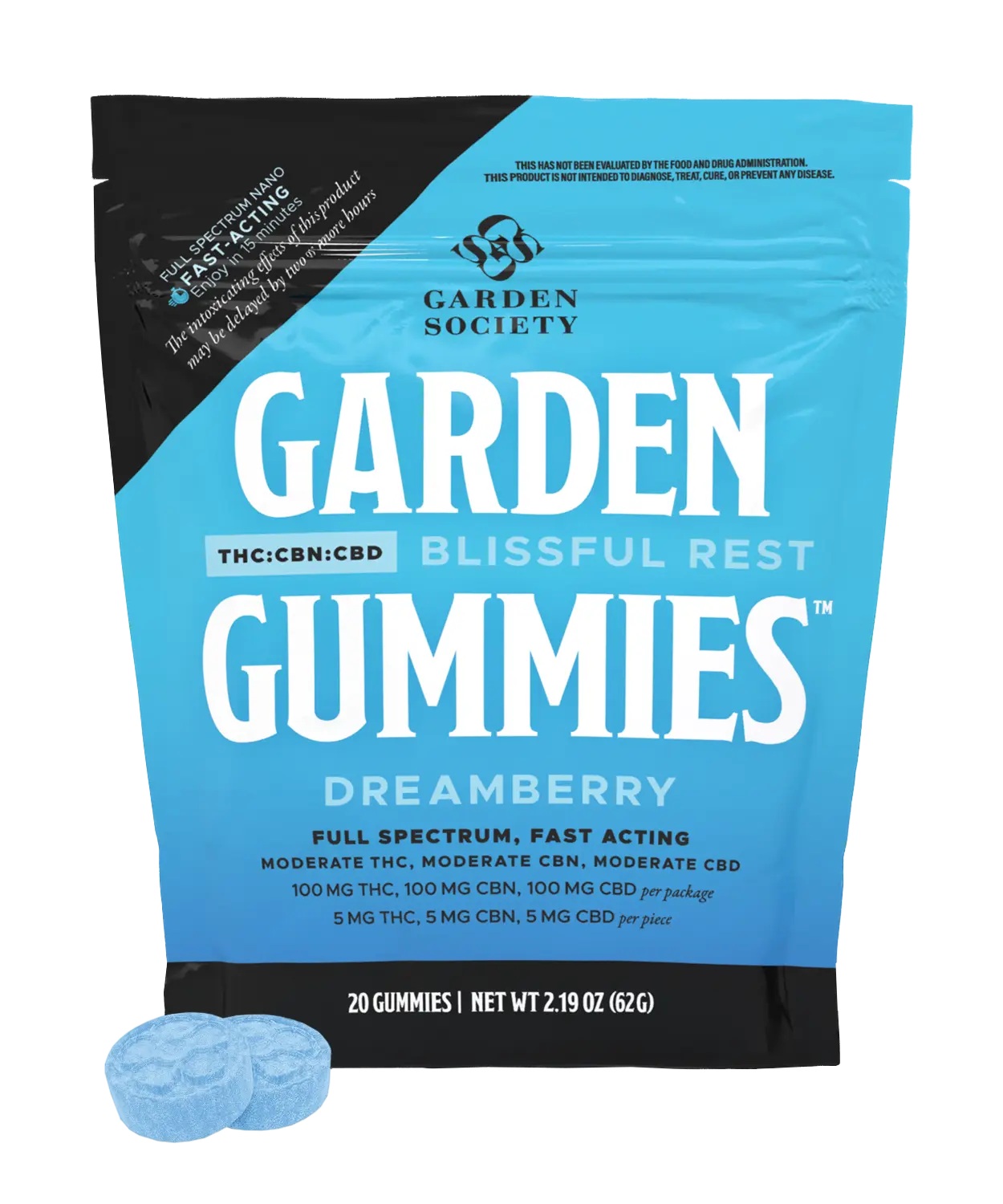 Photograph of product: Dreamberry 1:1:1 TH-oui:CBN:CBD Gummies 5mg x 20-Pack