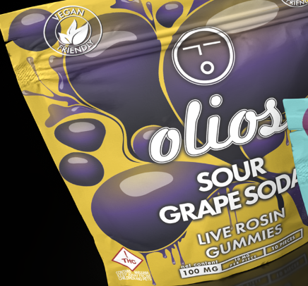 Photograph of product: Olio | Sour Grape | Rosin Gummies | 10pc x 10mg