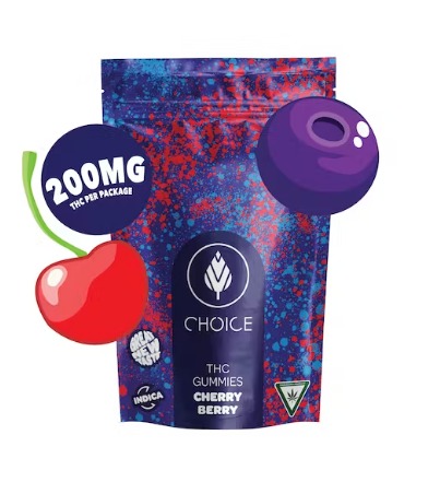 Photograph of product: Cherry Berry (Oui'd) | Choice | Gummies | 200mg