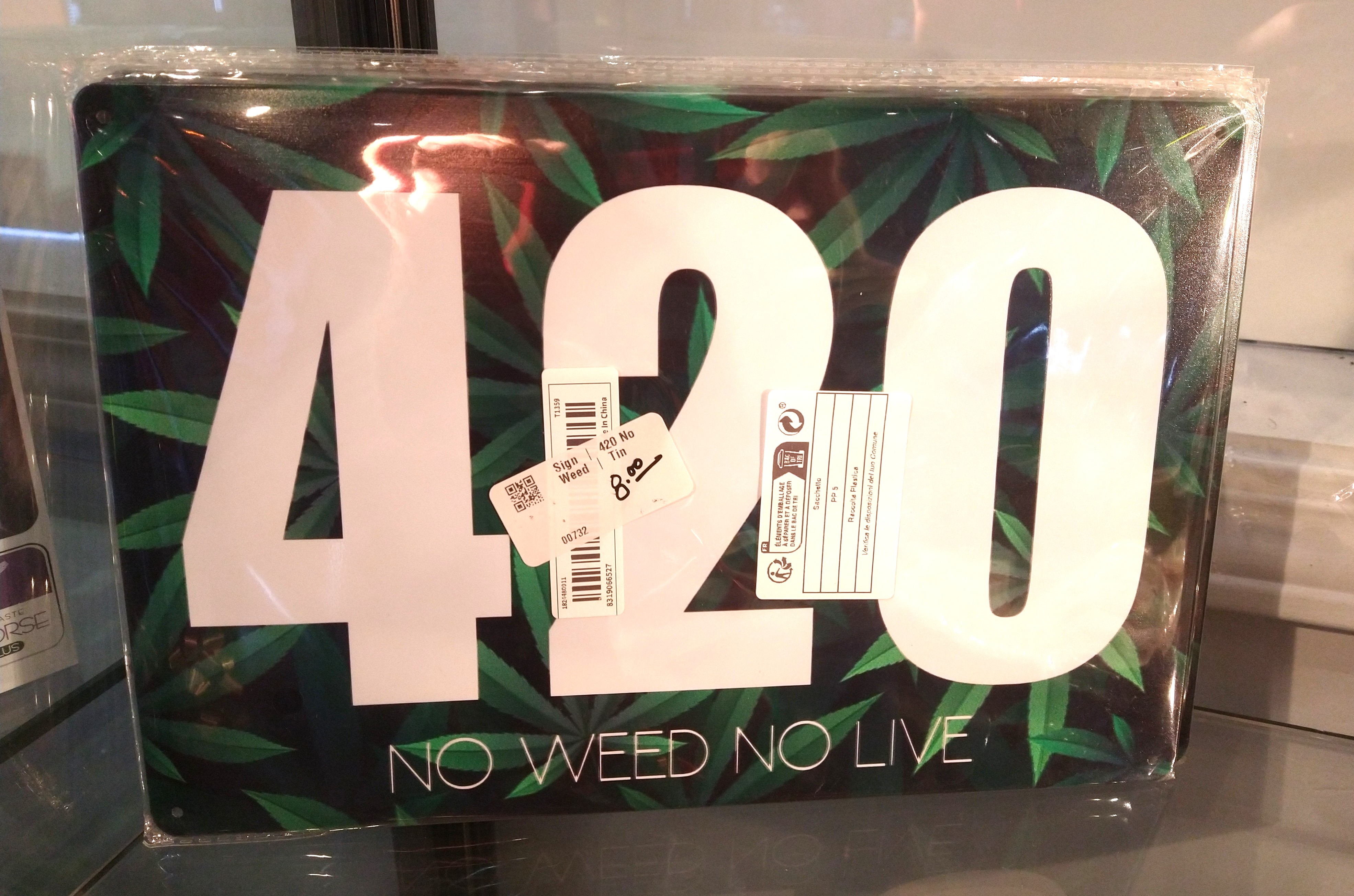 Photograph of product: Sign  |  420 No Oui'd  |  Tin