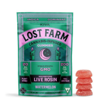 Photograph of product: Lost Farm Watermelon Live Rosin Gummies 200mg